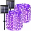 Luci A Stringa Solare Per Esterni, Luci A Stringa Solare In Filo Di Rame, Ci Sono 8 Modelli, Per Giardino, Patio, Casa, Luci Decorative, 7M 50LED, Viola.