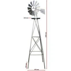 Mulino A Vento 245cm Stile Americano In Grigio Silver Con Cuscinetto A Sfere 9 Mulino A Vento 245cm Stile Americano In Grigio Silver Con Cuscinetto A Sfere -Vendite VIDAXL || LEDVANCE || STEINEL 10200865 5