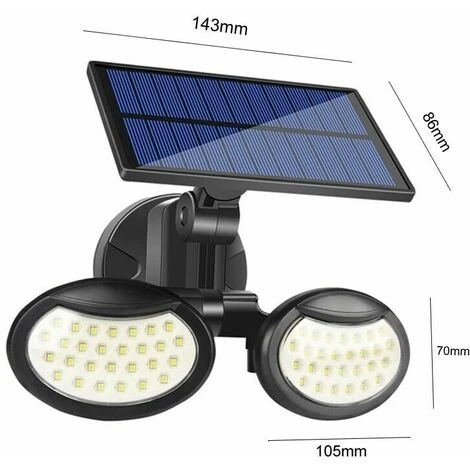 Faro Pannello Solare Ricaricabile Faretto 56 Led Sensore Rileva Movimento 4 Faro Pannello Solare Ricaricabile Faretto 56 Led Sensore Rileva Movimento - immagine 4