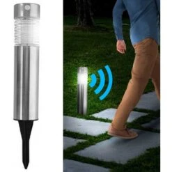 Lampada Giardino Ricarica Solare Con Sensore Movimento Paletti Luce LED 39x6cm