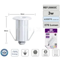 FARETTO INCASSO IP66 LUCE BIANCA LED 3W SEGNAPASSO CALPESTABILE ESTERNO INTERNO