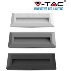V-TAC VT-1162 FARETTO SEGNAPASSO LED RETTANGOLARE 3W IP65 ESTERNO GRIGIO BIANCO NER-caldo-NERO - COLORE: Caldo - Colore Struttura: NERO