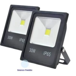 FARO LED ESTERNO 30W SLIM 2 PEZZI IP65 LUCE FREDDA ILLUMINAZIONE PER ESTERNO