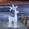 Renna Di Natale Luminosa Con Diamanti Cristalli 150 Led Bianco Ghiaccio H92 Cm D1510