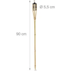 Relaxdays Set Da 10 Candele Per Giardino, Fiaccola Ad Olio In Bambù, Con Stoppino, Suggestive Per Esterni,H: 90 Cm,legno -Vendite VIDAXL || LEDVANCE || STEINEL 15726869 4