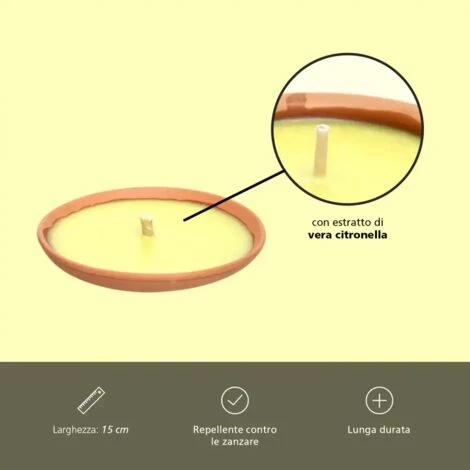 10 X Fiaccola Candela Aroma Citronella Cocci In Terracotta 15cm Antizanzare 4 10 X Fiaccola Candela Aroma Citronella Cocci In Terracotta 15cm Antizanzare - immagine 4