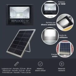 Faro Led 100W Con Pannello Solare Crepuscolare IP67 + Telecomando 9 Faro Led 100W Con Pannello Solare Crepuscolare IP67 + Telecomando -Vendite VIDAXL || LEDVANCE || STEINEL 17011079 5