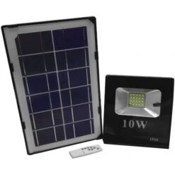 Faro Led 10w Pannello Solare Esterno Luce Fredda Faretto Nero Slim Giardno