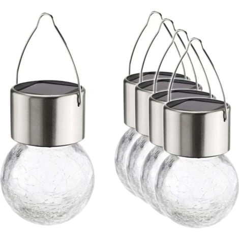 Luci Sospese Solari A LED 5 Pz In Vetro Crackle HI 1 Luci Sospese Solari A LED 5 Pz In Vetro Crackle HI