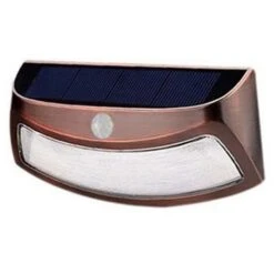 Applique 8 Led Bronzo Con Pannello Solare IP65 Bianco Freddo 6400K Con Sensore Crepuscolare E Di Movimento Wisdom
