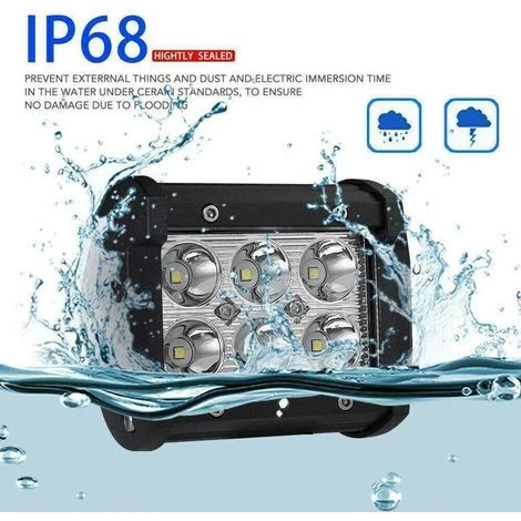 Faretto 18W 6 LED 12V Per Auto Jeep Barca Luce 6000K Faro Universale IP68 3 Faretto 18W 6 LED 12V Per Auto Jeep Barca Luce 6000K Faro Universale IP68 - immagine 3