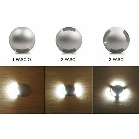 3W Faretto Incasso LED 12V-24V Segnapasso Carrabile 2 Fascio Luce Esterno IP67 Bianco Freddo 4 3W Faretto Incasso LED 12V-24V Segnapasso Carrabile 2 Fascio Luce Esterno IP67 Bianco Freddo - immagine 4