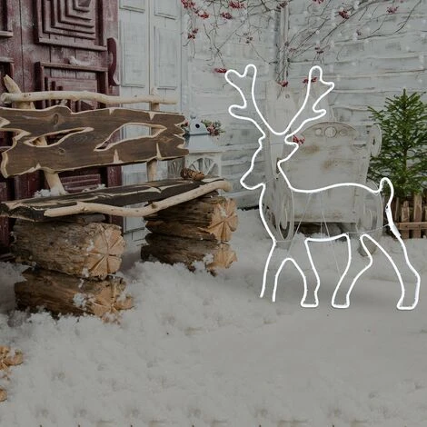 Renna Luminosa Effetto Neon Con Led Bifacciale Addobbi Natalizi Per Esterno -Luce Fredda 1 Renna Luminosa Effetto Neon Con Led Bifacciale Addobbi Natalizi Per Esterno -Luce Fredda