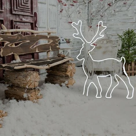 Renna Luminosa Effetto Neon Con Led Bifacciale Addobbi Natalizi Per Esterno -Luce Fredda 3 Renna Luminosa Effetto Neon Con Led Bifacciale Addobbi Natalizi Per Esterno -Luce Fredda - immagine 3