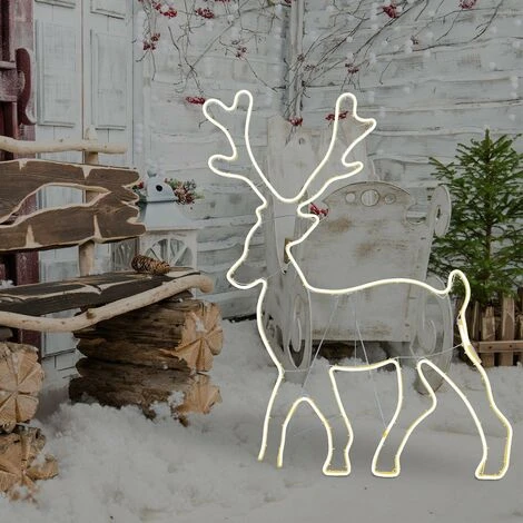 Renna Luminosa Effetto Neon Con Led Bifacciale Addobbi Natalizi Per Esterno -Luce Fredda 4 Renna Luminosa Effetto Neon Con Led Bifacciale Addobbi Natalizi Per Esterno -Luce Fredda - immagine 4
