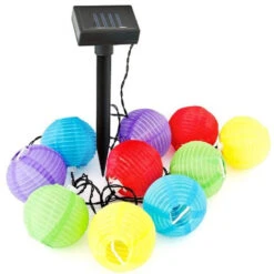 Set 10 Lanterne A Energia Solare Multicolor 240cm Per Giardino Outdoor Lights