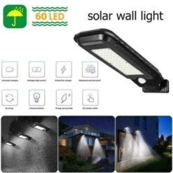 Trade Shop - Faro Lampione Stradale Pannello Solare Fotovoltaico Sensore 60 Led Smd T-210b -Vendite VIDAXL || LEDVANCE || STEINEL 26305362 3