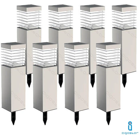 LUCE LED SOLARE DA GIARDINO 6500K MOLTO LUMINOSO 120° LAMPIONCINO IN ACCIAIO 8 PEZZI 1 LUCE LED SOLARE DA GIARDINO 6500K MOLTO LUMINOSO 120° LAMPIONCINO IN ACCIAIO 8 PEZZI