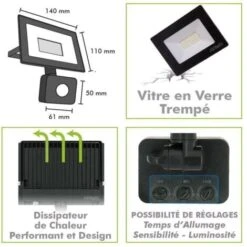 Rilevatore Di Movimento IP44 Nero Con Proiettore LED 20W Température De Couleur: Bianco Neutro 4000K -Vendite VIDAXL || LEDVANCE || STEINEL 26694958 3