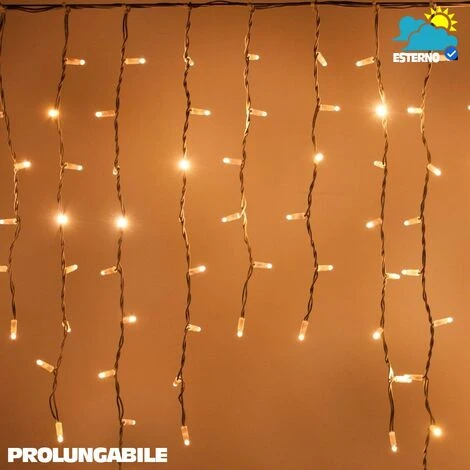 Tenda Cascata Luminosa Bianco Caldo 250 X 75 Cm Prolungabile Fino A 50MT 126 LED 3 Tenda Cascata Luminosa Bianco Caldo 250 X 75 Cm Prolungabile Fino A 50MT 126 LED - immagine 3