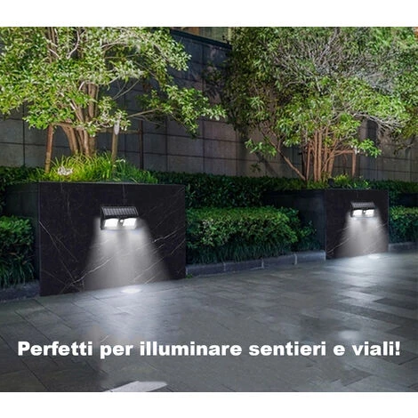 Applique Solare LED Esterno Luce Bianca Lampada Emergenza Luce Blu Rossa CL-S190 2 Applique Solare LED Esterno Luce Bianca Lampada Emergenza Luce Blu Rossa CL-S190 - immagine 2