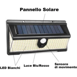 Applique Solare LED Esterno Luce Bianca Lampada Emergenza Luce Blu Rossa CL-S190 8 Applique Solare LED Esterno Luce Bianca Lampada Emergenza Luce Blu Rossa CL-S190 -Vendite VIDAXL || LEDVANCE || STEINEL 26937854 4
