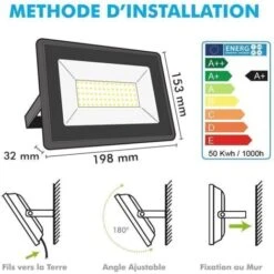 Lotto Di 10 Proiettori LED Da Esterno 50W IP65 Température De Couleur: Bianco Freddo 6400K 7 Lotto Di 10 Proiettori LED Da Esterno 50W IP65 Température De Couleur: Bianco Freddo 6400K -Vendite VIDAXL || LEDVANCE || STEINEL 27980304 3
