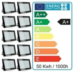 Lotto Di 10 Proiettori LED Da Esterno 50W IP65 Température De Couleur: Bianco Freddo 6400K 9 Lotto Di 10 Proiettori LED Da Esterno 50W IP65 Température De Couleur: Bianco Freddo 6400K -Vendite VIDAXL || LEDVANCE || STEINEL 27980304 5