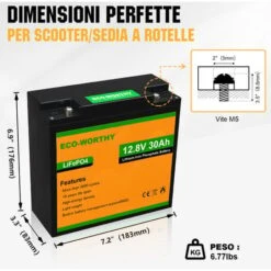ECO-WORTHY Batteria Al Litio Ricaricabile 12V 30Ah LiFePO4 Con Oltre 3000 Cicli Profondi E Protezione BMS Per Quad Per Bambini, Veicolo Per Bambini, Motore Fuoribordo, Camper, Barca A Vela, Ecoscandag -Vendite VIDAXL || LEDVANCE || STEINEL 28591367 3