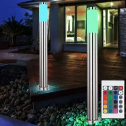 Set Di 2 Lampade Da Appoggio In Acciaio Inossidabile A LED RGB TELECOMANDO Luci Da Terra Per Percorsi Esterni Da Giardino DIMMERABILE -Vendite VIDAXL || LEDVANCE || STEINEL 28660136 3