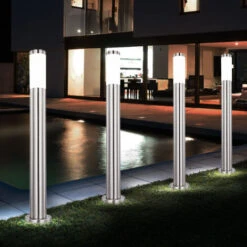 Set Di 4 Lampade Da Terra Per Esterni In Acciaio Inox Illuminazione Del Percorso Del Giardino In Acciaio Inox Cortile Patio Pilastri Luci