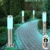 Set Di 4 Lampade Da Terra A LED RGB Da Esterno Telecomando Dimmerabile Rilevatore Di Movimento In Acciaio Inossidabile Luci Per Sentieri Da Giardino