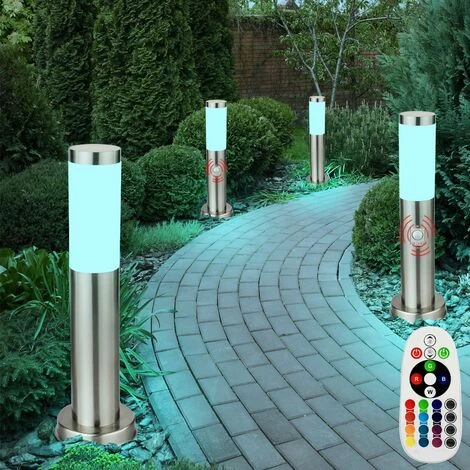 Set Di 4 Lampade Da Terra A LED RGB Da Esterno Telecomando Dimmerabile Rilevatore Di Movimento In Acciaio Inossidabile Luci Per Sentieri Da Giardino 1 Set Di 4 Lampade Da Terra A LED RGB Da Esterno Telecomando Dimmerabile Rilevatore Di Movimento In Acciaio Inossidabile Luci Per Sentieri Da Giardino