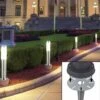 Set Di 4 Lampade Da Terra Plug-in Da Esterno Argento ACCIAIO INOSSIDABILE Illuminazione Del Percorso Del Giardino Luci Con Base A Picchetto Da Terra