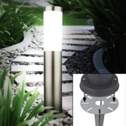 Set Di 4 Lampade Da Terra Plug-in Da Esterno Argento ACCIAIO INOSSIDABILE Illuminazione Del Percorso Del Giardino Luci Con Base A Picchetto Da Terra -Vendite VIDAXL || LEDVANCE || STEINEL 28662173 3