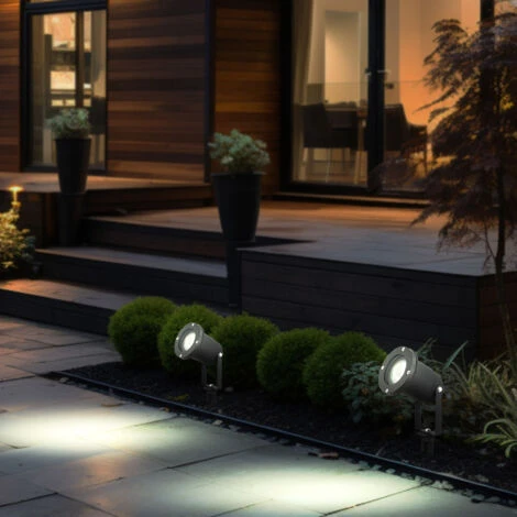 Set Di 2 Luci Di Design Da Esterno Plug-in Picchetto Da Terra Illuminazione Ingresso Cortile IP44 1-ala 2 Set Di 2 Luci Di Design Da Esterno Plug-in Picchetto Da Terra Illuminazione Ingresso Cortile IP44 1-ala - immagine 2