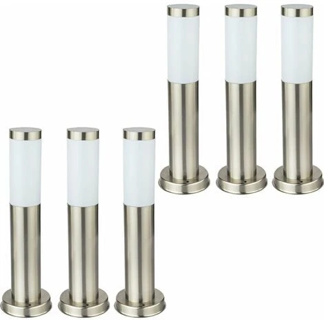 Set Di 6 Lampade Da Terra Per Esterni A LED Illuminazione Del Vialetto Del Cortile In Acciaio Inossidabile Luci Del Percorso Del Giardino Argento 2 Set Di 6 Lampade Da Terra Per Esterni A LED Illuminazione Del Vialetto Del Cortile In Acciaio Inossidabile Luci Del Percorso Del Giardino Argento - immagine 2