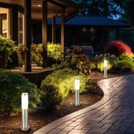 Set Di 6 Lampade Da Terra Per Esterni A LED Illuminazione Del Vialetto Del Cortile In Acciaio Inossidabile Luci Del Percorso Del Giardino Argento 3 Set Di 6 Lampade Da Terra Per Esterni A LED Illuminazione Del Vialetto Del Cortile In Acciaio Inossidabile Luci Del Percorso Del Giardino Argento - immagine 3