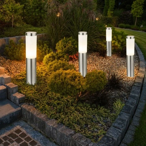 Set Di 6 Lampade Da Terra Per Esterni A LED Illuminazione Del Vialetto Del Cortile In Acciaio Inossidabile Luci Del Percorso Del Giardino Argento 5 Set Di 6 Lampade Da Terra Per Esterni A LED Illuminazione Del Vialetto Del Cortile In Acciaio Inossidabile Luci Del Percorso Del Giardino Argento - immagine 5
