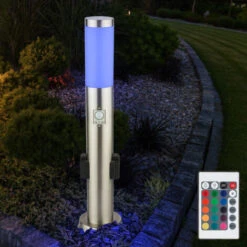 Lampada Da Terra Con Prese Lampada Da Terra Con Rilevatore Di Movimento Lampada Da Esterno In Acciaio Inox, Telecomando Dimmerabile, 1x LED RGB 8.5W 806Lm Bianco Caldo, DxH 7.6x60 Cm -Vendite VIDAXL || LEDVANCE || STEINEL 28664435 5
