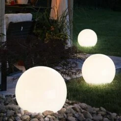 Set Di 3 Lampade A Sfera Solari A LED Per Patio, Faretto Da Giardino, Illuminazione Per Esterni, Picchetti