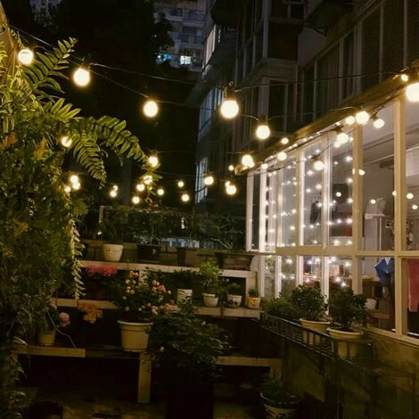 CATENA CORDONIERA LUMINOSA PER ESTERNO 10 METRI 10 LAMPADINE E27 CATENARIA 5 CATENA CORDONIERA LUMINOSA PER ESTERNO 10 METRI 10 LAMPADINE E27 CATENARIA - immagine 5