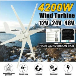 Turbina Eolica Residenziale Orizzontale Da 800 W 6 Pale In Fibra Di Nylon NOVIT&Agrave (bianco, 24 V Senza Controller) -Vendite VIDAXL || LEDVANCE || STEINEL 30438608 5