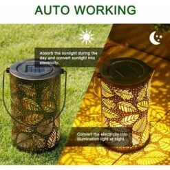 Lanterna Solare Da Esterno LITZEE, Lanterne Da Giardino Sospese In Metallo, Decorazione Da Prato E Giardino -Vendite VIDAXL || LEDVANCE || STEINEL 30853159 3