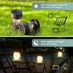 Lanterne Solari Impermeabili Da Esterno LITZEE, Confezione Da 2 Con Design LED Solare Retrò Per Decorare Patio, Giardino, Giardino E Vialetto -Vendite VIDAXL || LEDVANCE || STEINEL 30853286 4