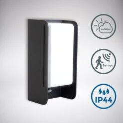 B.K.Licht Lampada Per Esterni Con Sensore Di Movimento E Crepuscolare, Attacco 1 Lampadina E27 Non Inclusa, Luce Da Parete IP44, 255x120 Mm