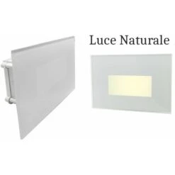 Segnapasso Led 4w Luce Naturale Rettangolo Bianco Vetro Interno Faretto Incasso
