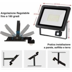 Faro Led Esterno 100w Luce Fredda Sensore Di Movimento Crepuscolare Regolabile -Vendite VIDAXL || LEDVANCE || STEINEL 32056059 3