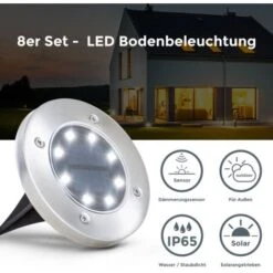 B.K.Licht Set Di 8 Luci Esterne LED Solari I Ø119 Mm I IP65 Impermeabile I Accensione E Spegnimento Automatico I Luce Da Giardino LED I Luce Da Terra I Luce Solare -Vendite VIDAXL || LEDVANCE || STEINEL 32712005 4