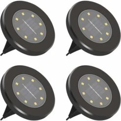 Luce Solare Per Esterni 8 LED, Confezione Da 4, Illuminazione Solare Per Esterni, Impermeabile IP65, Luce Decorativa Per Prato, Sensore Di Movimento Spot Solare Per Giardino, Cortile, Esterno, Corrido